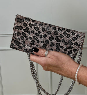 Diamante Leopard Evening Crossbody Clutch Bag - Susie's Boutique