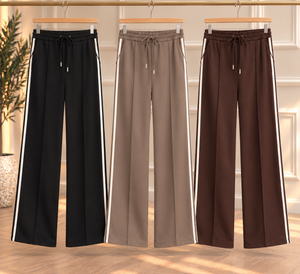 Alexandria Side Stripe Straight Leg Trousers – Chocolate