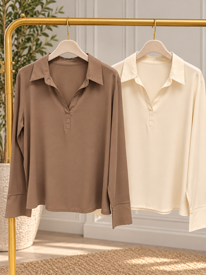 Essential Long-Sleeve Layering Shirt 10–18 – Beige