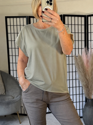Lottie Dip Hem Essential T-Shirt  8-16 Mocha