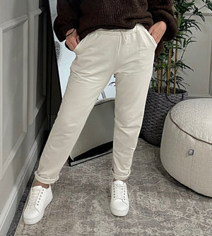Essential Plain Joggers - Sand | Cotton-Elastane, One Size 8-16