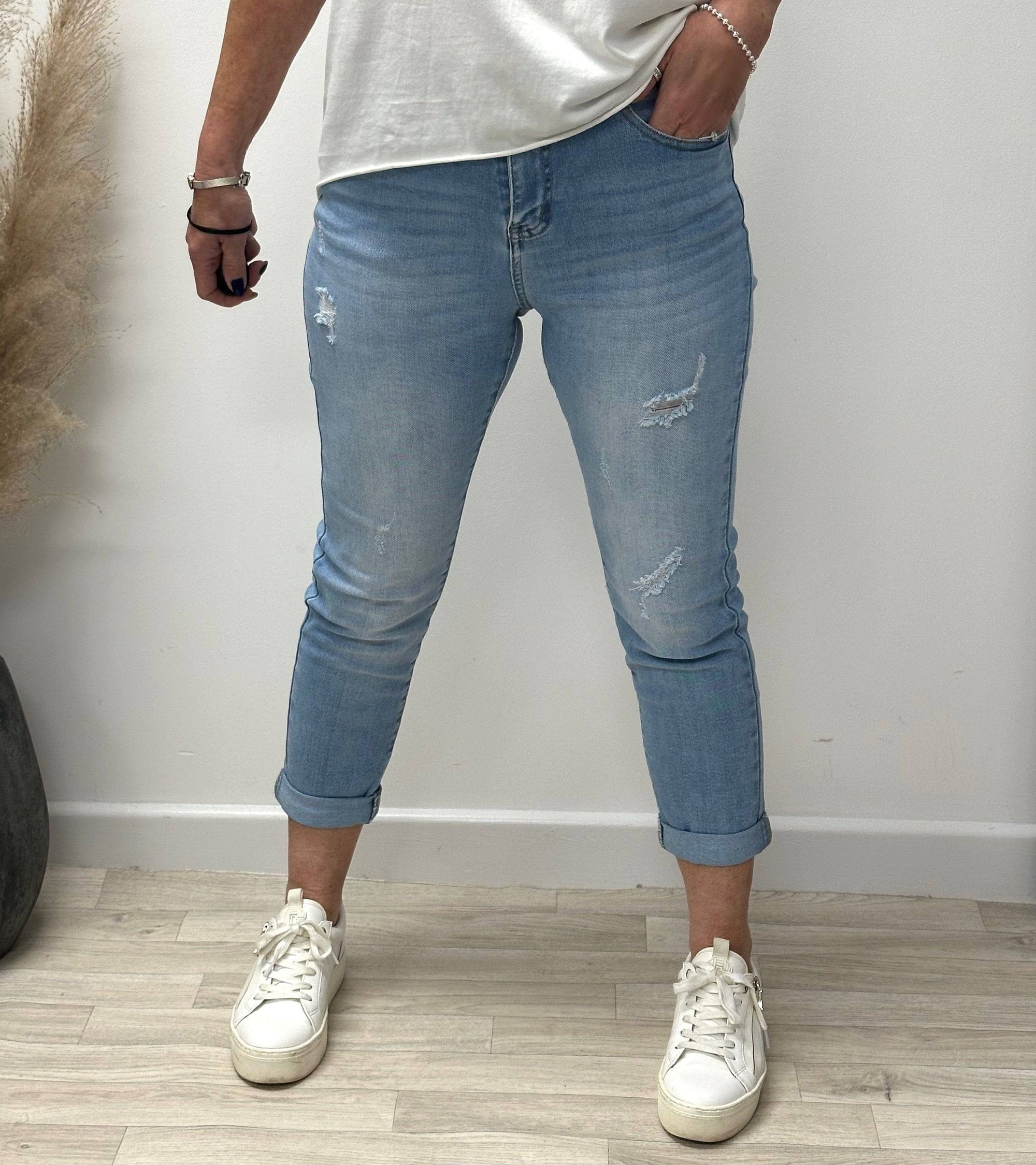 G-Smack Emily Distressed  Mom Fit Jeans 10-20 Light Wash
