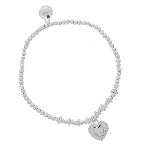 Stackable Silver Decorative Heart Bracelet