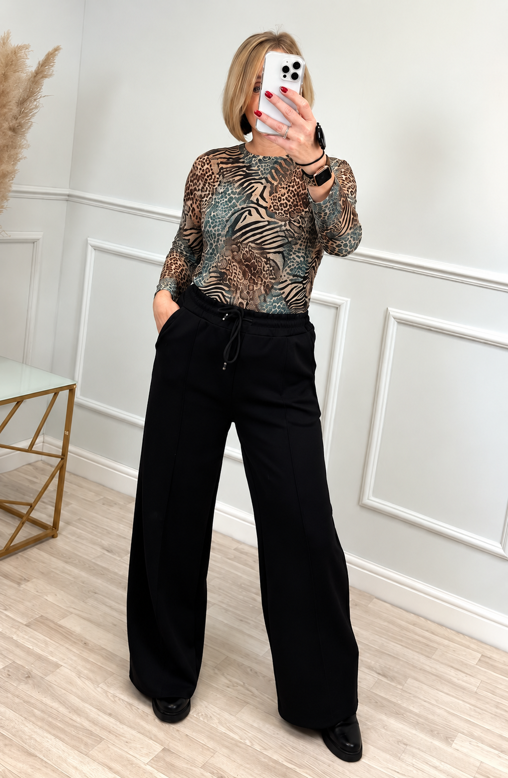 Carissa Mixed Animal Print Mesh Top