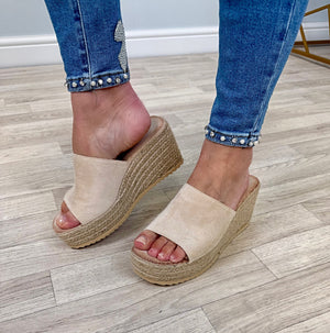 Seraphina Espadrille Platform Wedges – Chic & Comfortable Sand