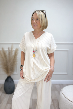 Monroe Pinstripe V-Neck Co-Ord Set 10-18