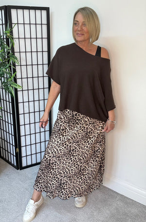 Avery Leopard Satin Skirt 8-16