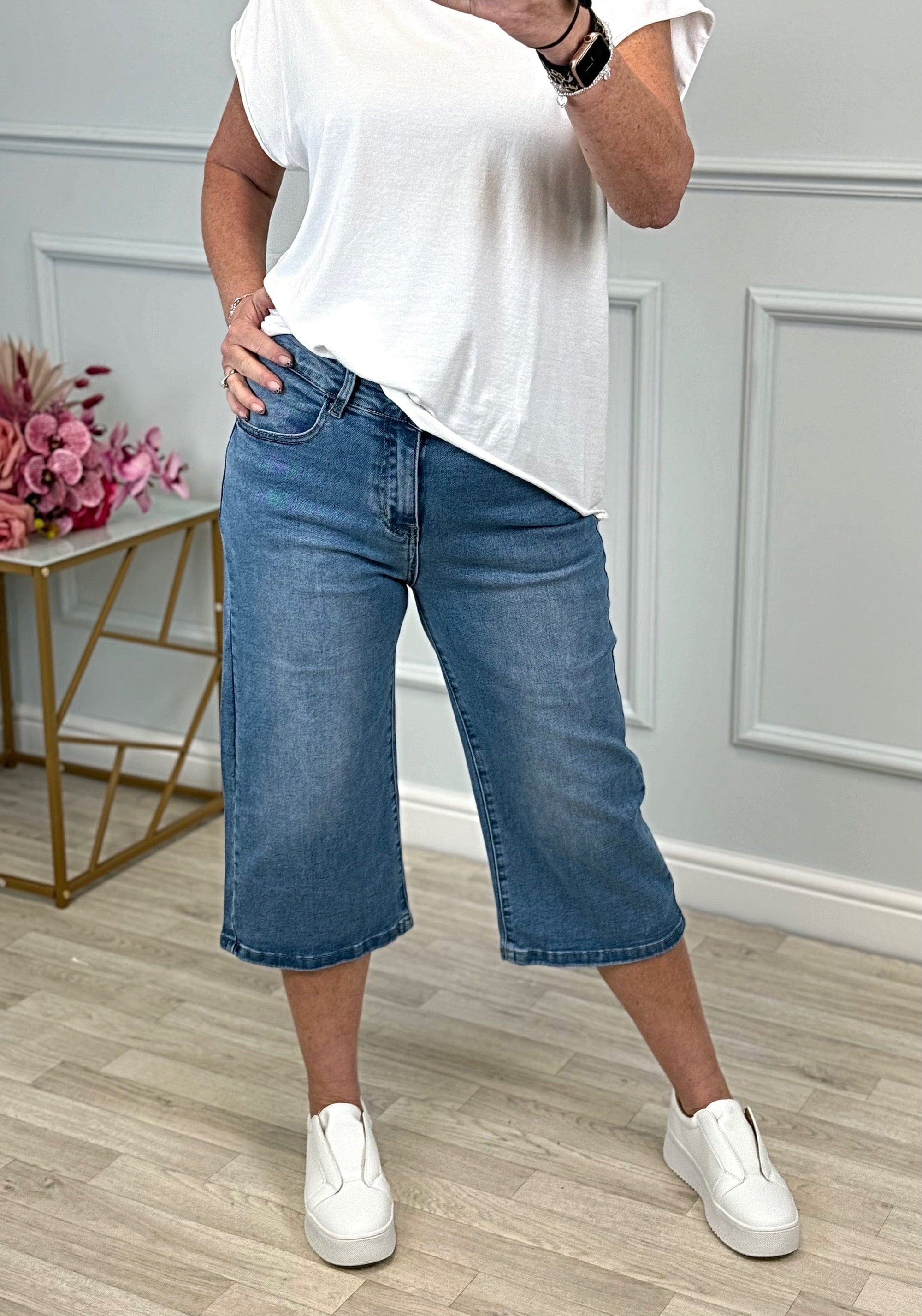 Rosa Culotte Jorts Wide-Leg Cropped Denim (Sizes 10-20)