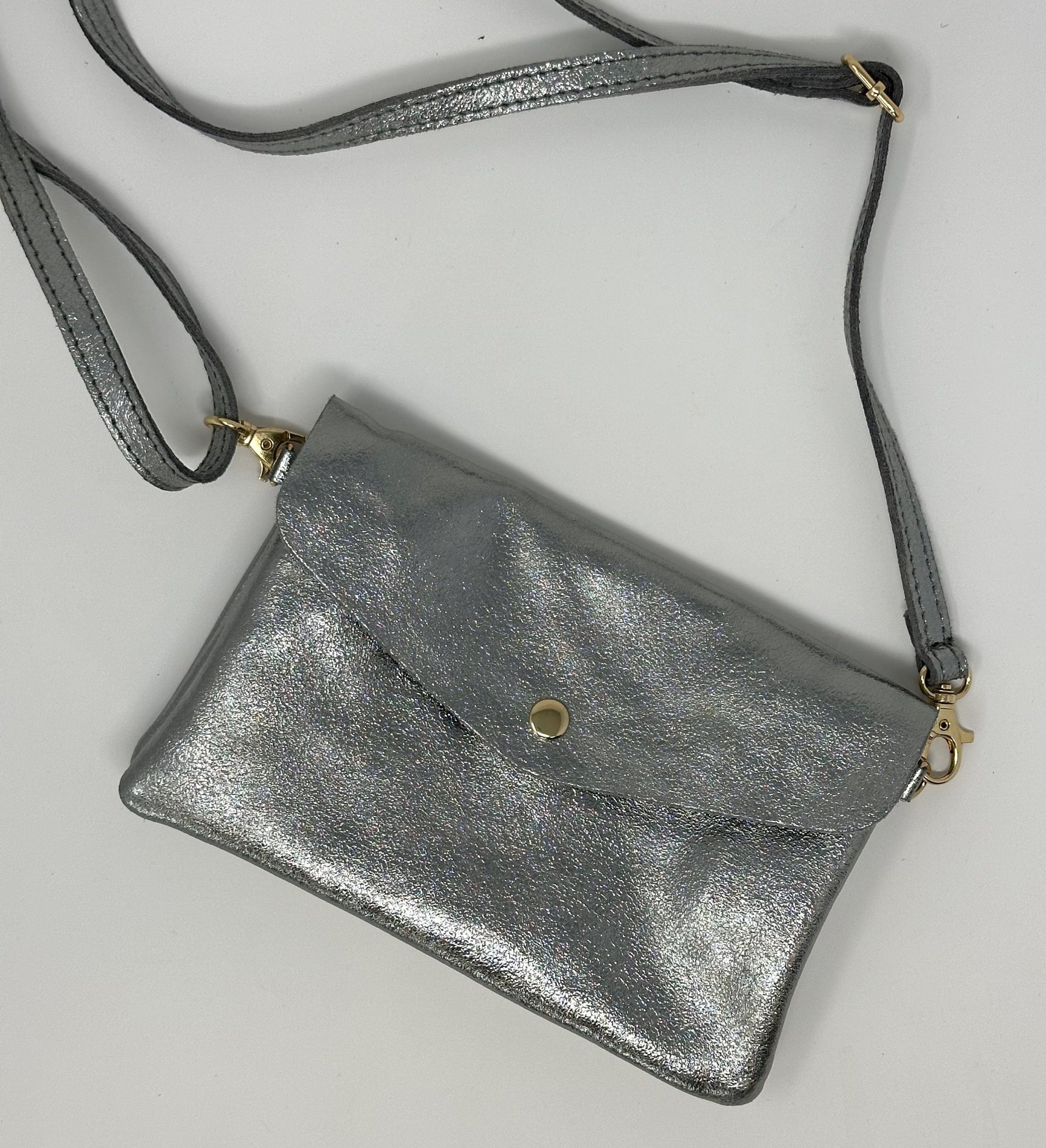 Leather Crossbody  Bag Silver - Susie's Boutique