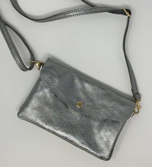 Leather Crossbody  Bag Silver - Susie's Boutique