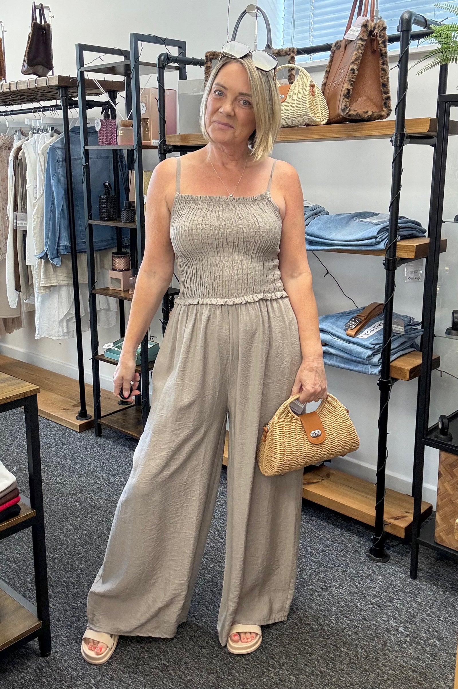 Isla Shirred Jumpsuit - 8-16 Mocha