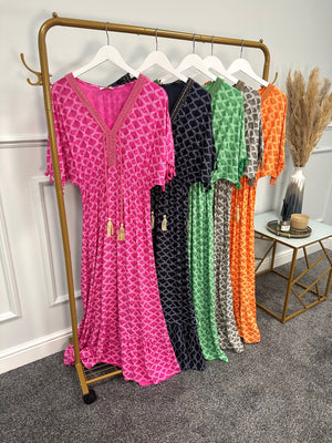 Lavine Tassel Trim Maxi Dress 8-20 Orange - Susie's Boutique