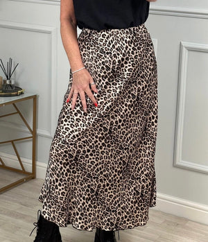 Avery Leopard Satin Skirt 8-16