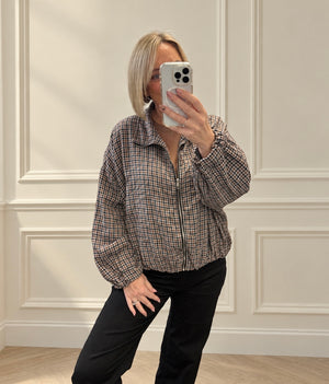 Harriet Heritage Check Funnel Neck Jacket