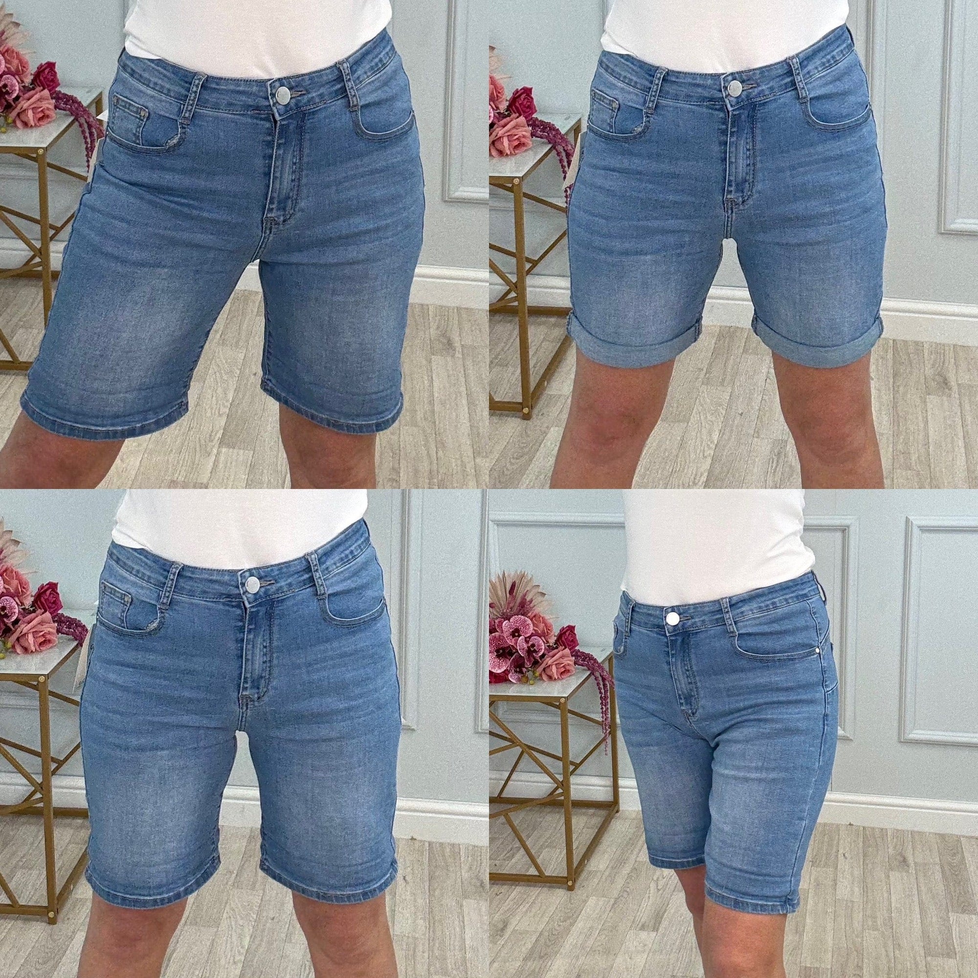 Sia Push-Up Stretch Denim Shorts Mid-Wash Sizes 10–22