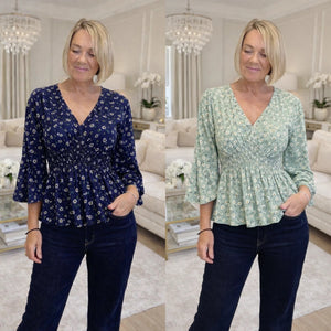 Ditsy V-Neck Top 8-16 no returns in sale items