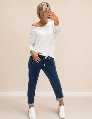 Hallie Scoop Hem Sleeved Top 8-20 more colours