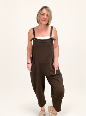 Nina Jersey Barrel Dungarees 8-16 Chocolate