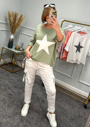 Star Long Sleeve Sweat 8-16 Sage - Susie's Boutique