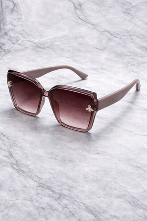 Oversized Square Front  Bee Detail Sunglasses
