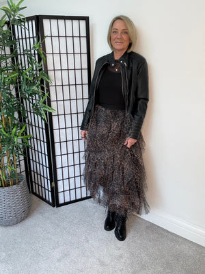 Lori Leopard Print Layered Tulle Skirt – Size 8–18
