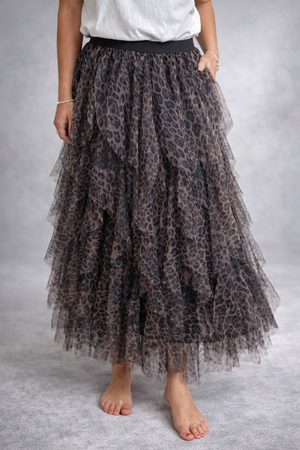 Lori Leopard Print Layered Tulle Skirt – Size 8–18
