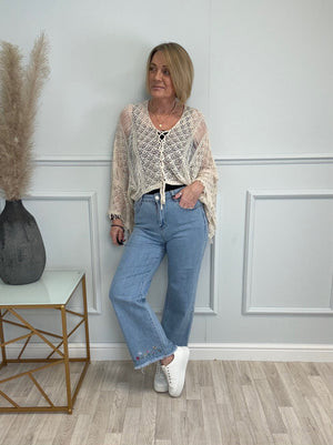 G-Smack Amelia Flower Hem Embroidered High Waist Straight Leg Jeans 10-20 - Susie's Boutique