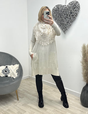 Tully Pocket Tunic With Snood 8-18 Cream - Susie's Boutique
