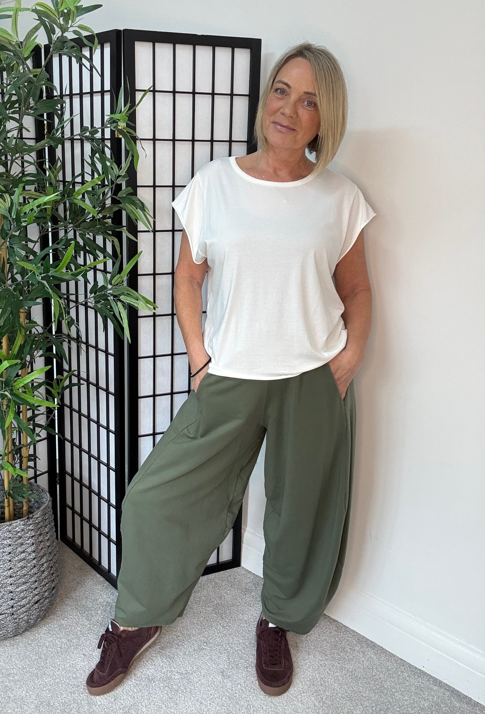 Georgia Barrel Cocoon Trousers / Joggers 8-20 Khaki
