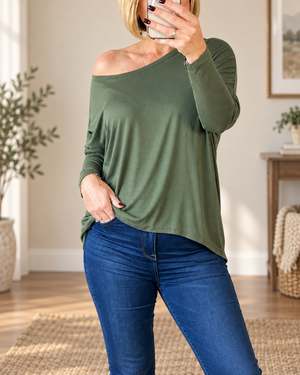 Hallie Scoop Hem Sleeved Top 8-20 more colours