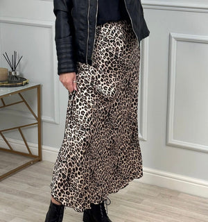 Avery Leopard Satin Skirt 8-16