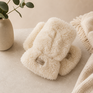 Teddy Fingerless Gloves – Cream