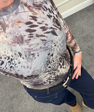 Carissa Abstract Animal Print Mesh Top 8-18