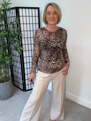 Carissa Leopard Mesh Top 8-18 Natural