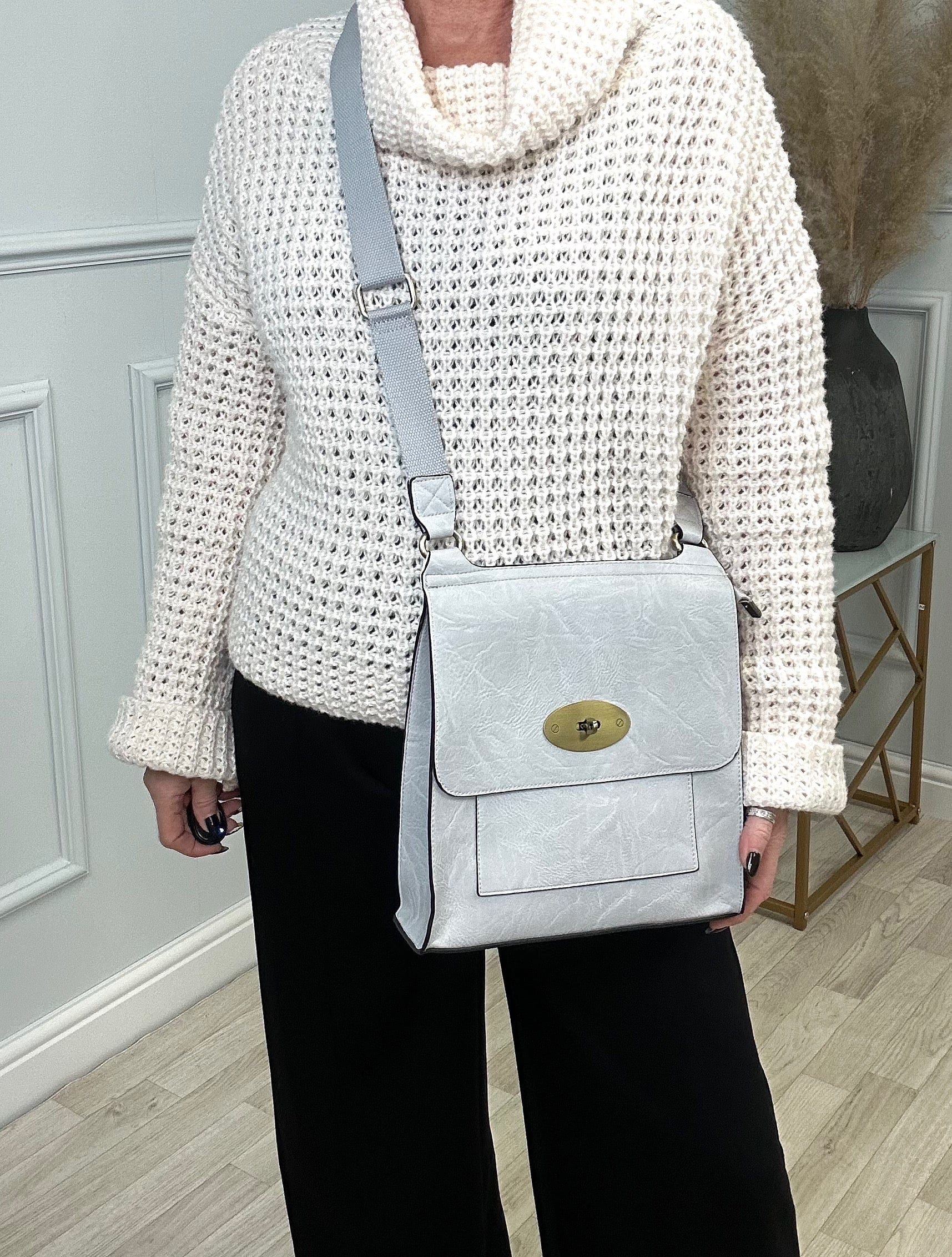Large Tilly Messenger Crossbody Bag Grey - Susie's Boutique