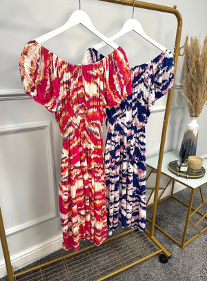 Cindy Tie Dye Pocket Magic Midi Dress 8-22 Cerise - Susie's Boutique