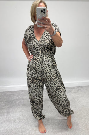 Leopard Barrel Jumpsuit 8-16 no returns on sale items
