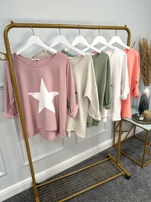 Star Long Sleeve Sweat 8-16 Sand - Susie's Boutique
