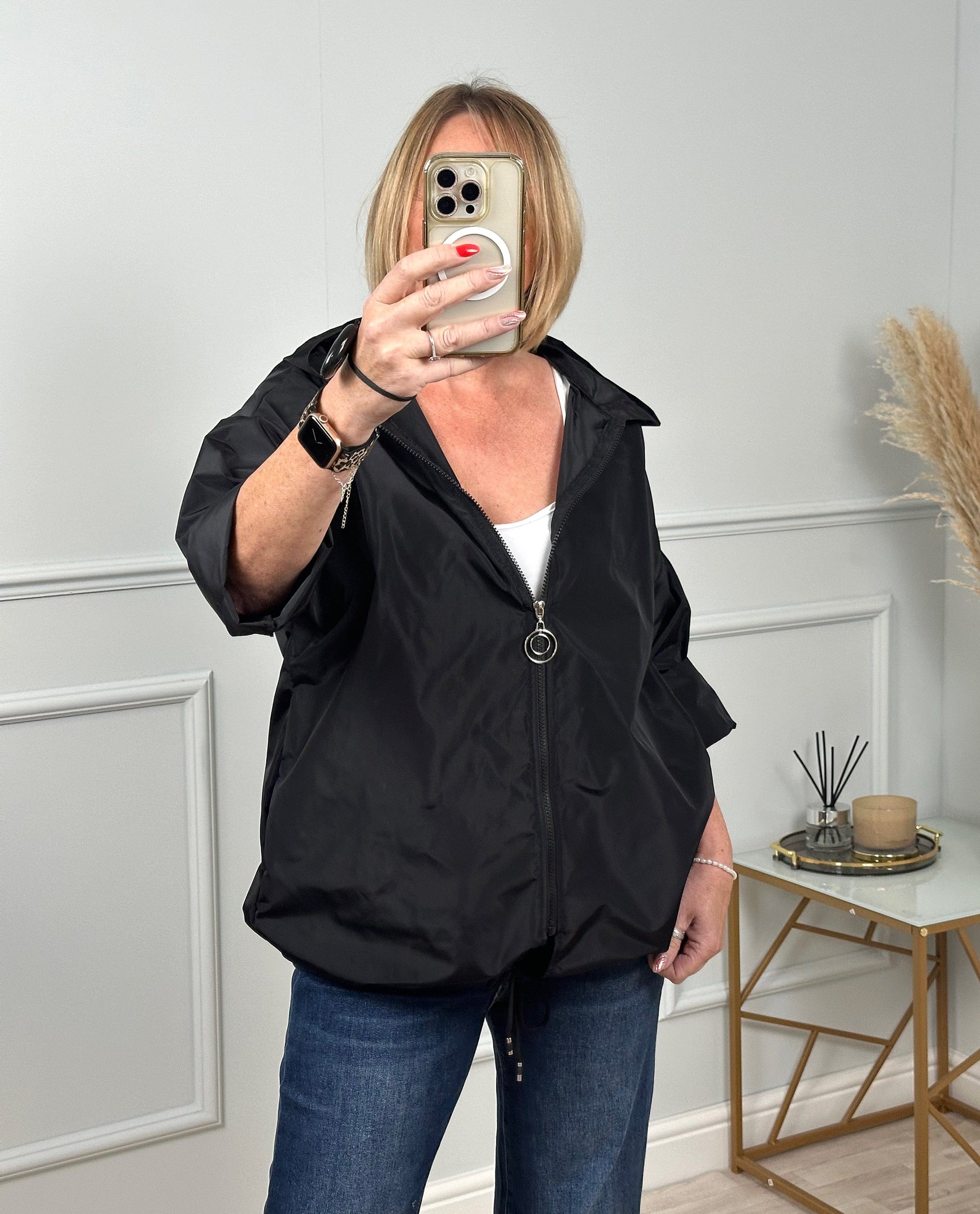 Susan Hope Showerproof Mac Bomber Jacket 8-18 Black - Susie's Boutique