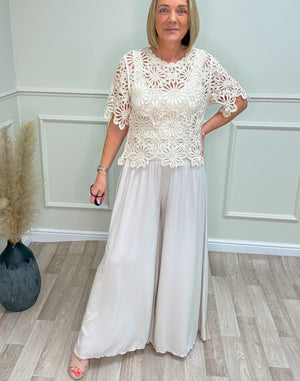 Gia Wide-Leg Trousers 8-16 Sand