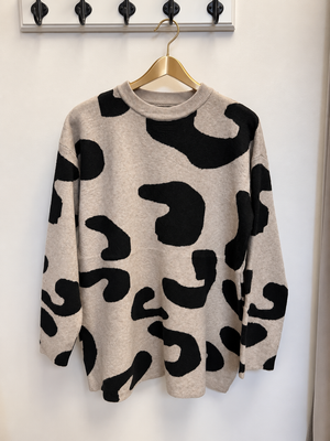 Mila Scribble Print Knitted Jumper – Oatmeal