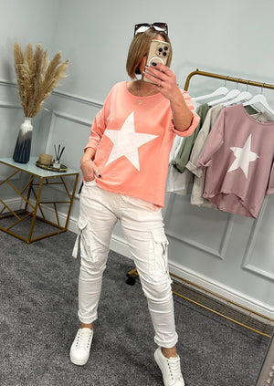 Star Long Sleeve Sweat 8-16 Coral - Susie's Boutique