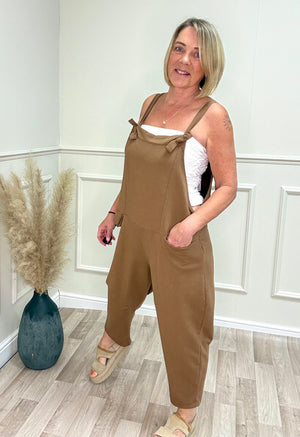 Nina Jersey Barrel Dungarees 8-16 Camel