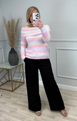 Bella Rainbow Knit Off-Shoulder Sweater 8-16 - Susie's Boutique