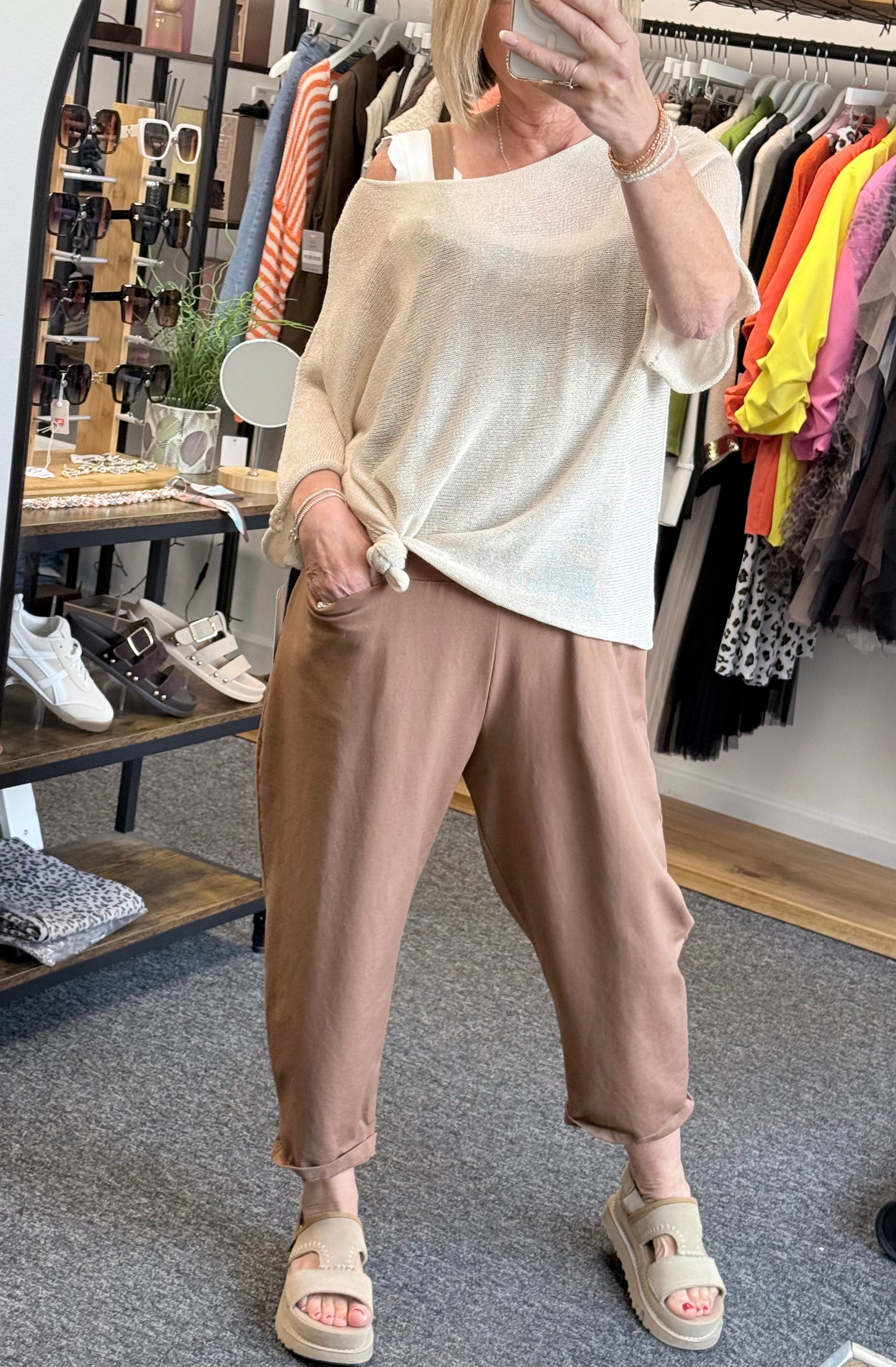 Nina Jersey Barrel Dungarees 8-16
 Camel