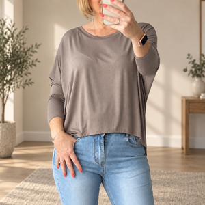 Hallie Scoop Hem Sleeved Top 8-20 more colours