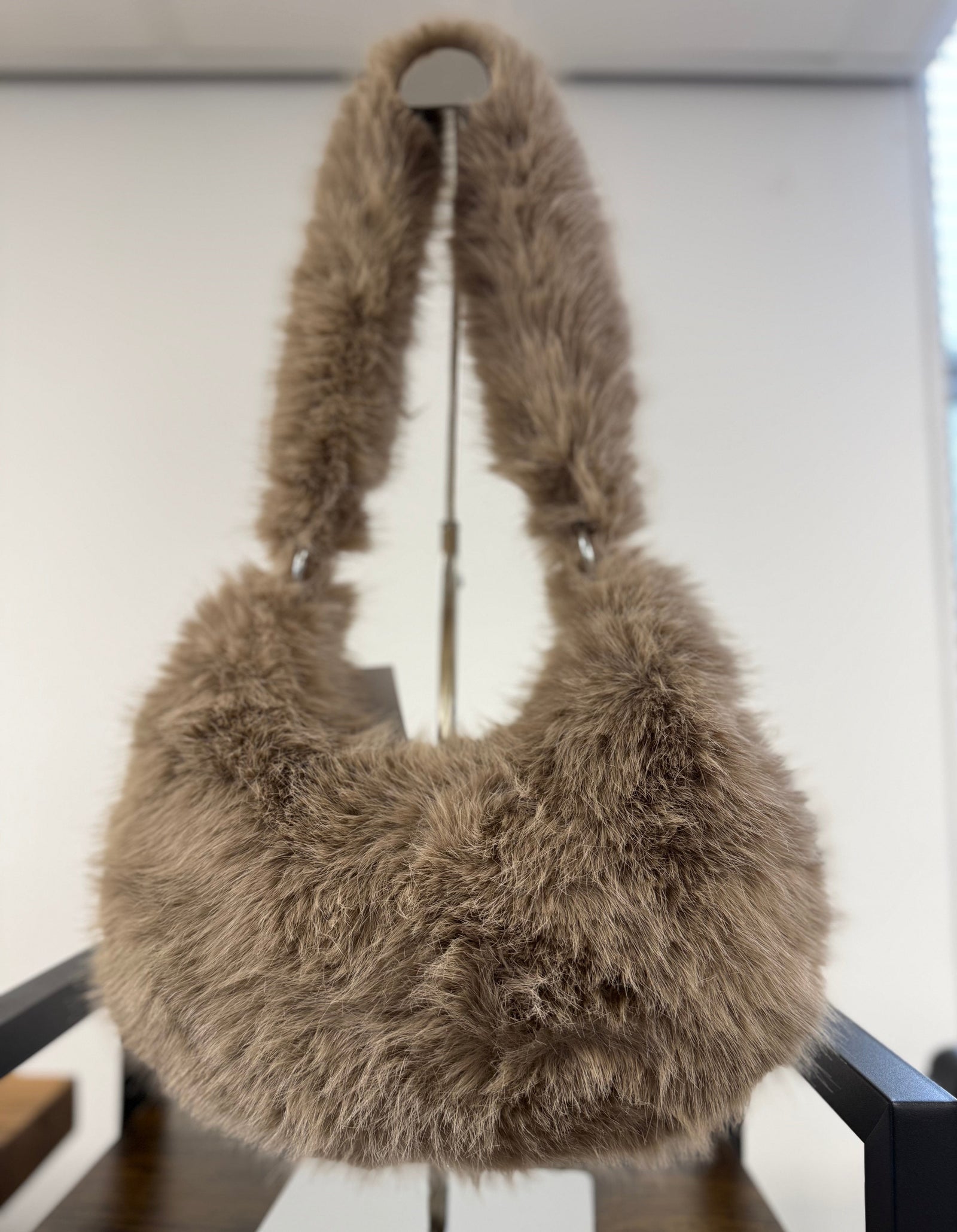 Faux Fur Banana Shoulder Bag - Susie's Boutique