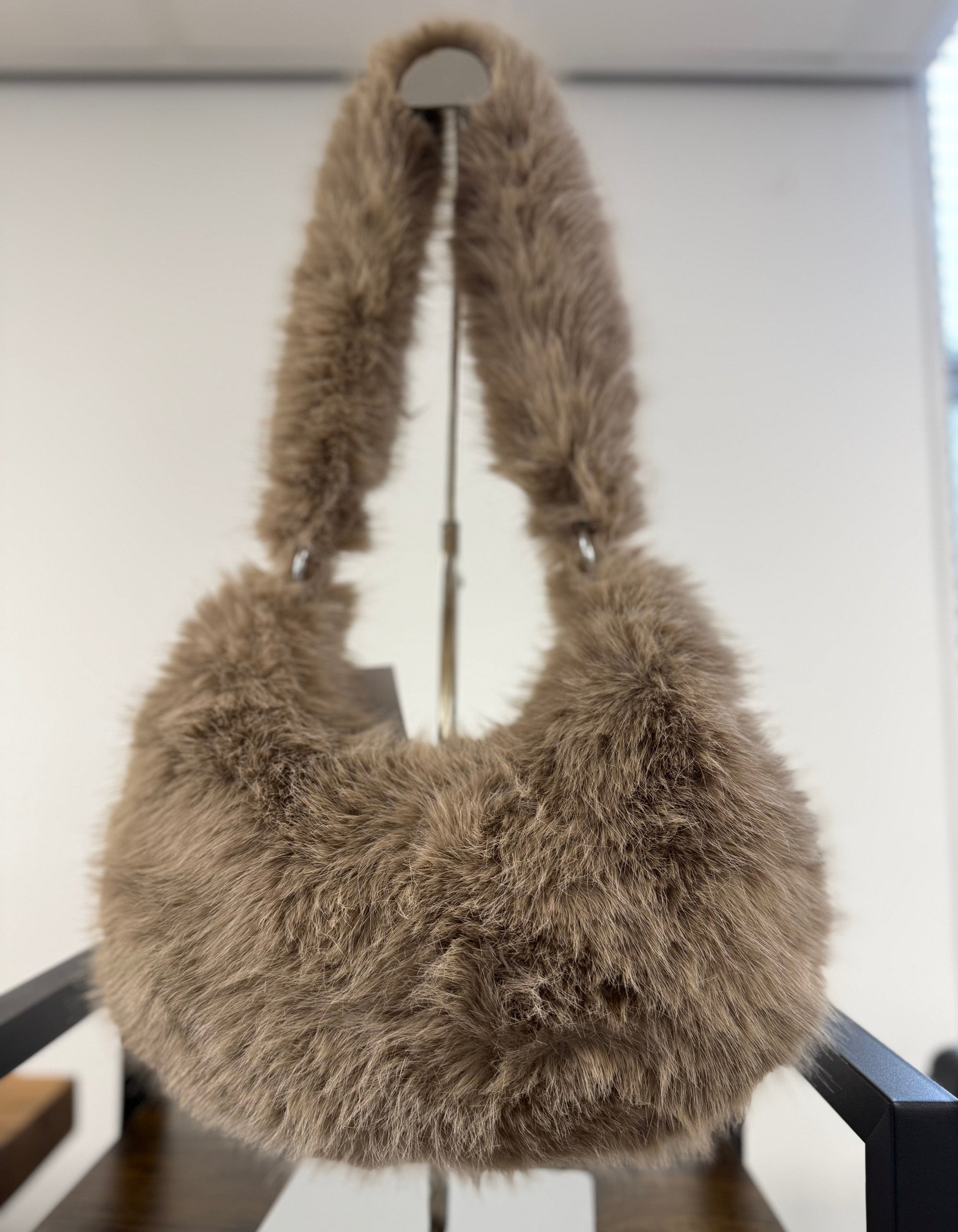 Faux Fur Banana Shoulder Bag - Susie's Boutique