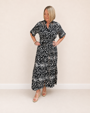 Serena Tropical Print Button-Through Maxi Dress 10-18