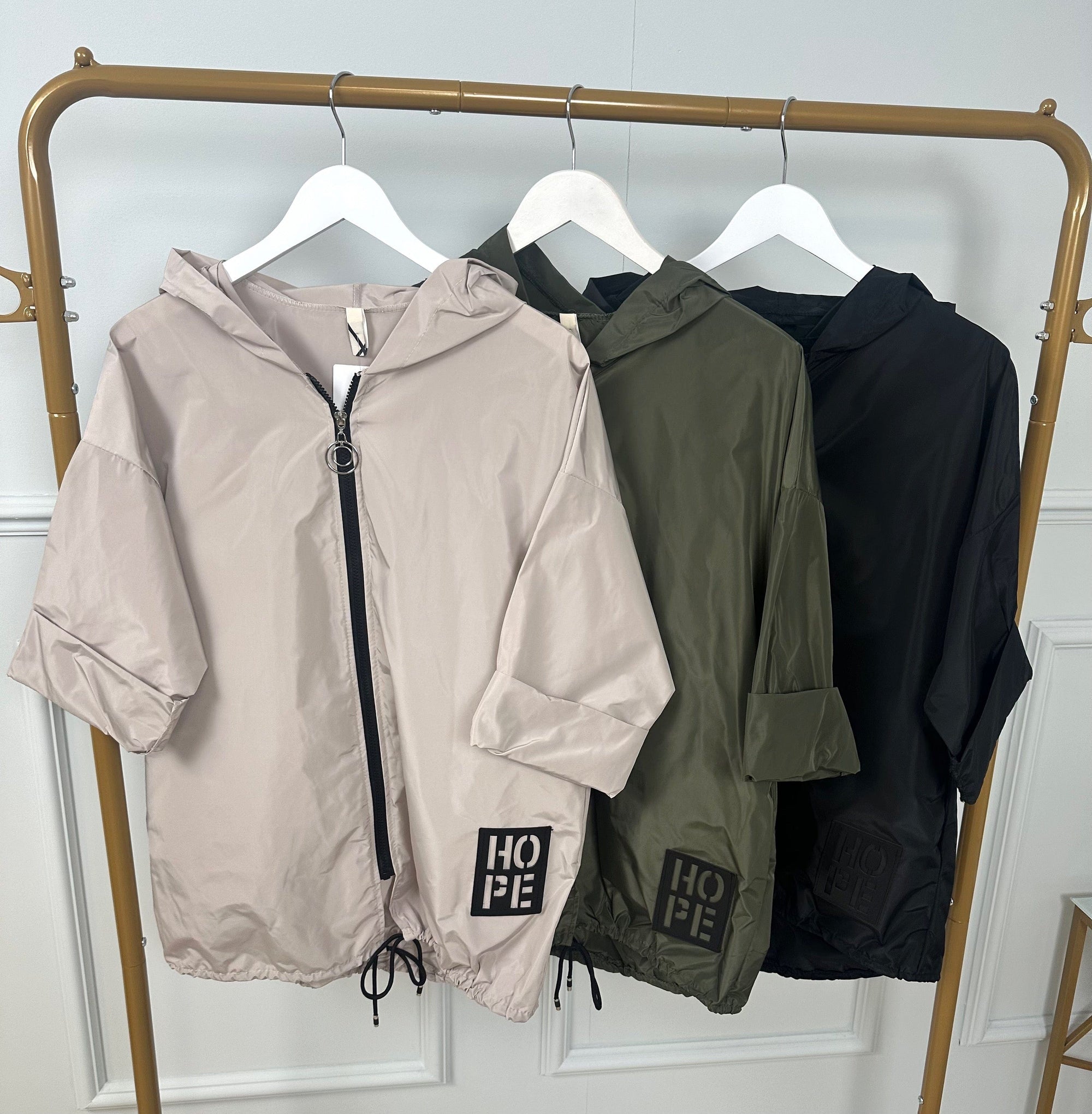Susan Hope Showerproof Mac Bomber Jacket 8-18
 Khaki - Susie's Boutique